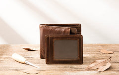 Cool Leather Mens Small Wallets Bifold Vintage billfold Wallets for Men - iwalletsmen