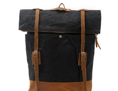 Cool Waxed Canvas Leather Mens Backpacks Canvas Travel Backpack Canvas School Backpack for Men - iwalletsmen