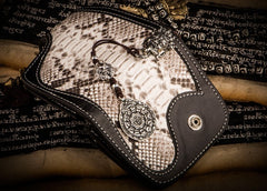 Handmade Leather Biker Wallet Mens Cool billfold Chain Wallet Trucker Wallet with Chain