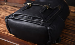 Genuine Leather Mens Cool Backpack Sling Bag Large Black Travel Bag Hiking Bag for men