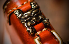 Handmade Leather Tibetan Mens billfold Wallet Cool Chain Wallet Biker Wallet for Men