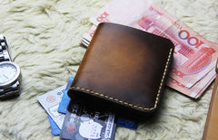 Vintage Leather Brown Mens Slim Small Wallet Leather Bifold Wallets for Men - iwalletsmen