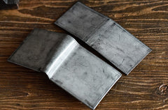 Genuine Leather Mens Cool billfold Leather Wallet Men Small Wallets Bifold for Men