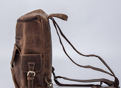 Vintage Cool Leather Mens Backpack Large Travel Bag Hiking Bag for men - iwalletsmen