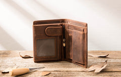 Cool Leather Mens Small Wallets Bifold Vintage Slim billfold Wallet for Men - iwalletsmen