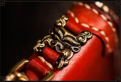 Handmade Leather Tibetan Mens Chain Biker Wallet Cool Leather Wallet Long Clutch Wallets for Men