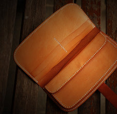 Handmade Leather Men Slim Cool Leather Wallet Long Phone Clutch Wallets for Men