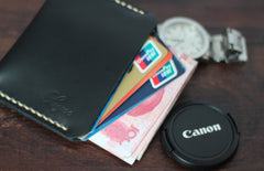 Black Leather Mens Slim Front Pocket Wallet Leather Small Wallets  for Men - iwalletsmen