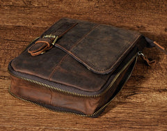 Mens Leather Small Side Bags COURIER BAG Waist Pouch Holster Belt Case Belt Pouch for Men - iwalletsmen