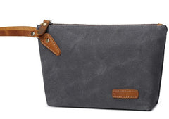 Cool Canvas Leather Mens Wristlet Bag Vintage Clutch Zipper Bag for Men - iwalletsmen