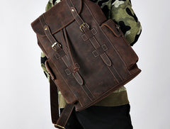 Handmade Leather Mens Cool Backpack Sling Bag Large Travel Bag Hiking Bag for Men