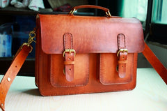 Cool Handmade Leather Mens Messenger Bag Briefcase School Bag for men - iwalletsmen
