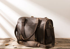Cool Vintage Leather Mens Weekender Bag Travel Bags Shoulder Bags for men - iwalletsmen
