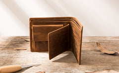 Cool Leather Mens Slim Small Wallet Bifold Vintage billfold Wallet for Men - iwalletsmen