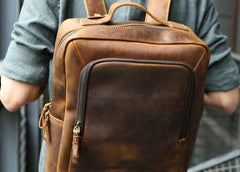 Vintage Leather Mens Backpacks Travel Backpack Laptop Backpack for men - iwalletsmen