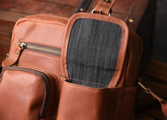Genuine Leather Mens Cool Shoulder Bag Messenger Bag Chest Bag Bike Bag Cycling Bag for men