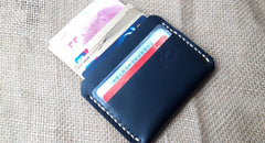 Black Leather Mens Slim Front Pocket Wallets Leather Cards Wallet for Men - iwalletsmen