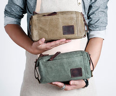 Large Canvas Green Mens Clutch Bag Zipper Wristlet Bag Phone Purse for Men - iwalletsmen