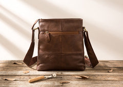Cool Small Leather Coffee Mens Messenger Bags Shoulder Bags  for Men - iwalletsmen
