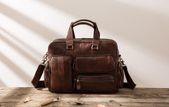 Leather Mens Large Briefcase Work Bag Travel Bag Business Bag for Men - iwalletsmen