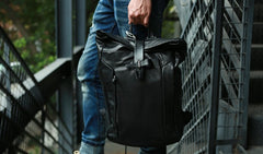 Black Leather Mens Backpacks Travel Backpacks Laptop Backpack for men - iwalletsmen
