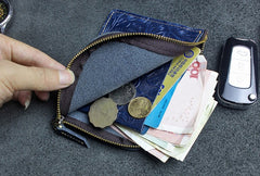 Handmade Leather Floral Mens Front Pocket Wallet Cool Slim Leather Wallet Men billfold Wallets Bifold for Men
