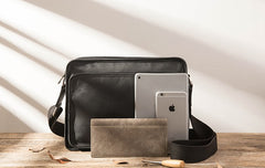 Black Cool Leather Mens Shoulder Bags Messenger Bags for Men - iwalletsmen