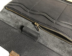 Genuine Leather Mens Clutch Cool Slim Wallet Passport Travel Clutch Wristlet Wallet for Men