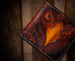 Handmade Leather Eagle Tooled Mens billfold Wallet Cool Leather Wallet Slim Wallet for Men