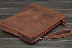 Vintage Small Leather Mens Messenger Bag Clutch Wristlet Shoulder Bag for Men - iwalletsmen