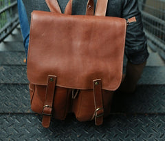 Leather Brown Mens Backpack Cool Travel Backpacks Laptop Backpack for men - iwalletsmen