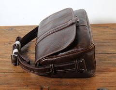 Handmade Genuine Leather Mens Cool Messenger Bag Sling Bag Chest Bag Bike Bag Cycling Bag for men