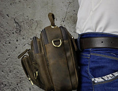 Vintage Leather Belt Pouches for Men Waist Bag BELT BAG Shoulder Bags For Men - iwalletsmen