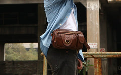 Coffee Cool Leather Fanny Packs Mens Waist Bag Hip Pack Belt Bag for Men - iwalletsmen