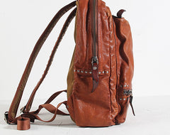 Handmade Leather Mens Cool Backpack Sling Bag Large Black Travel Bag Hiking Bag for men
