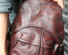 Coffee Leather Mens Backpack Travel Backpack Laptop Backpacks for men - iwalletsmen