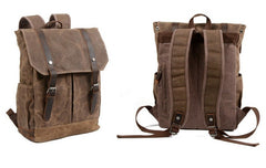 Waxed Canvas Leather Mens Backpacks Canvas Travel Backpack Canvas School Backpack for Men - iwalletsmen