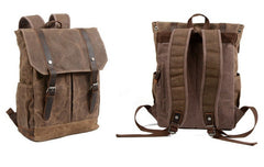 Waxed Canvas Leather Mens Backpacks Canvas Travel Backpack Canvas School Backpack for Men - iwalletsmen