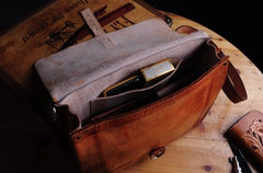 Handmade Vintage Brown Leather Mens Messenger Bag Shoulder Bag for Men - iwalletsmen