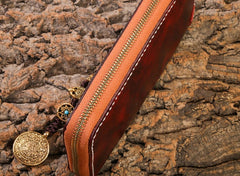Handmade Leather Mens Chain Biker Wallet Cool Leather Wallet Long Phone Wallets for Men