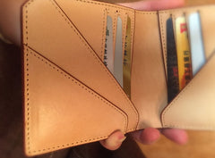Handmade Leather Mens Cool billfold Leather Wallet Men Slim Wallet Bifold for Men
