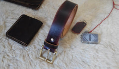 Handmade Vintage Red Brown Leather Mens Belt Leather Belt for Men - iwalletsmen