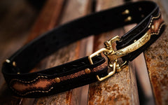 Handmade Genuine Leather Tooled Mens Belt Custom Cool Leather Men Black Belt for Men