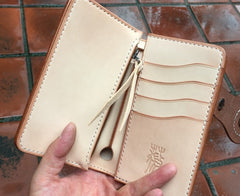 Handmade Leather Biker Wallet Mens Cool billfold Chain Wallet Trucker Wallet with Chain
