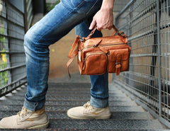 Vintage Brown Leather Mens Messenger Bag Handbag Shoulder Bag for men - iwalletsmen