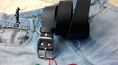 Handmade Black Leather Mens Belt Leather Belt for Men - iwalletsmen