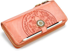 Handmade Leather Mens Chain Biker Wallet Cool Leather Wallet Long Phone Wallets for Men