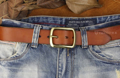 Handmade Genuine Leather Mens Leather Men Brown Belt for Men Cool Leather Belt
