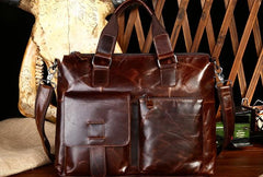 Vintage Leather Mens Briefcase Business Briefcase Cool Work Briefcase For Men - iwalletsmen