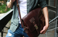 Cool Leather Mens Large Messenger Bags Shoulder Bag for men - iwalletsmen